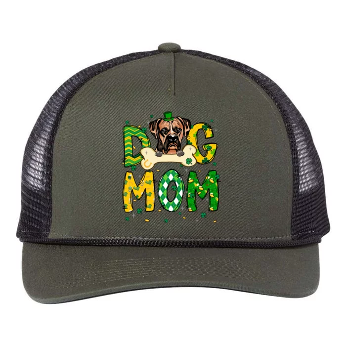 Boxer Mom Dog Mom Shamrock St Patrick's Day Gift Retro Rope Trucker Hat Cap