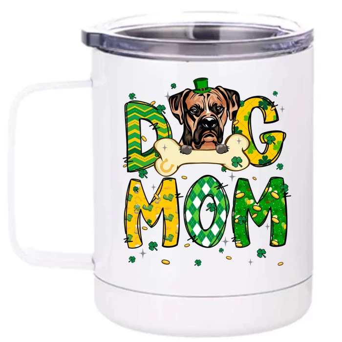 Boxer Mom Dog Mom Shamrock St Patrick's Day Gift Front & Back 12oz Stainless Steel Tumbler Cup