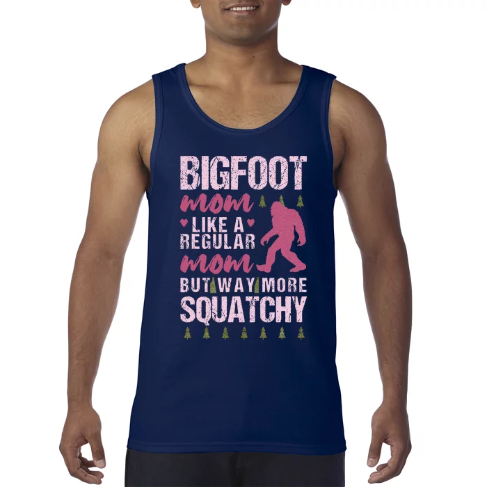 Bigfoot Mothers Day Mom Squatch Funny Sasquatch Distressed Tank Top