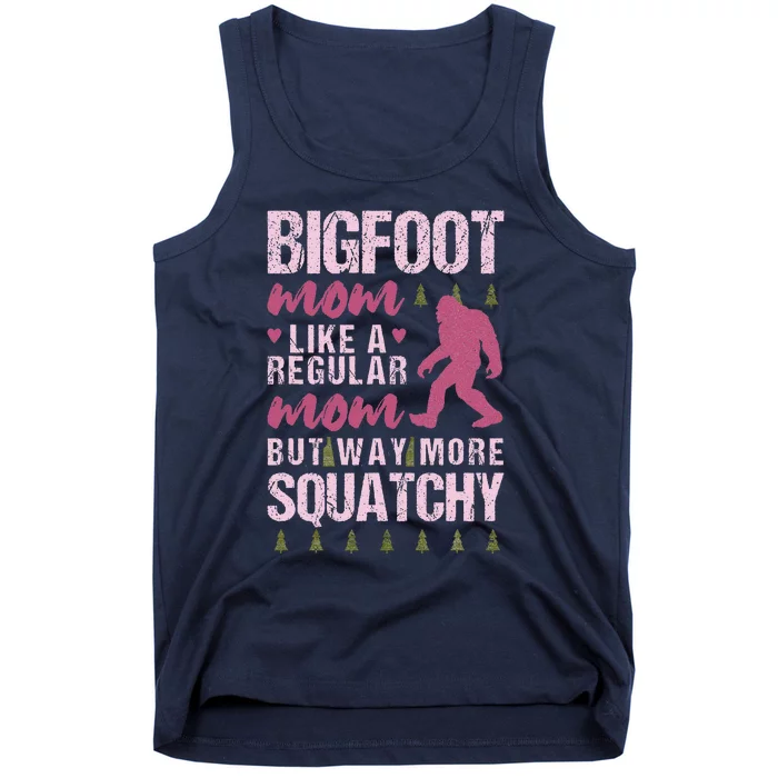 Bigfoot Mothers Day Mom Squatch Funny Sasquatch Distressed Tank Top