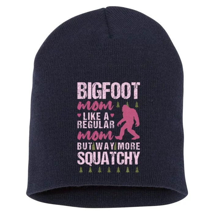 Bigfoot Mothers Day Mom Squatch Funny Sasquatch Distressed Short Acrylic Beanie