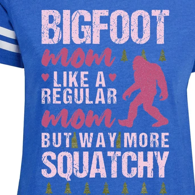 Bigfoot Mothers Day Mom Squatch Funny Sasquatch Distressed Enza Ladies Jersey Football T-Shirt