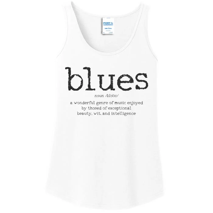 Blues Music Definition Musician Guitar Player Funny Gift Ladies Essential Tank