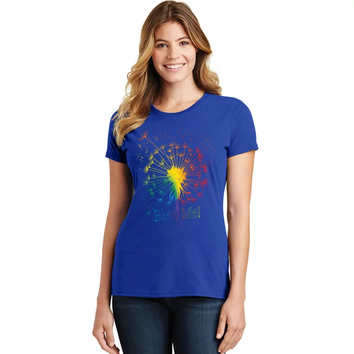 Blow Me Dandelion Just Tattoo Arrow Breathe Rainbow Funny Gift Women's T-Shirt