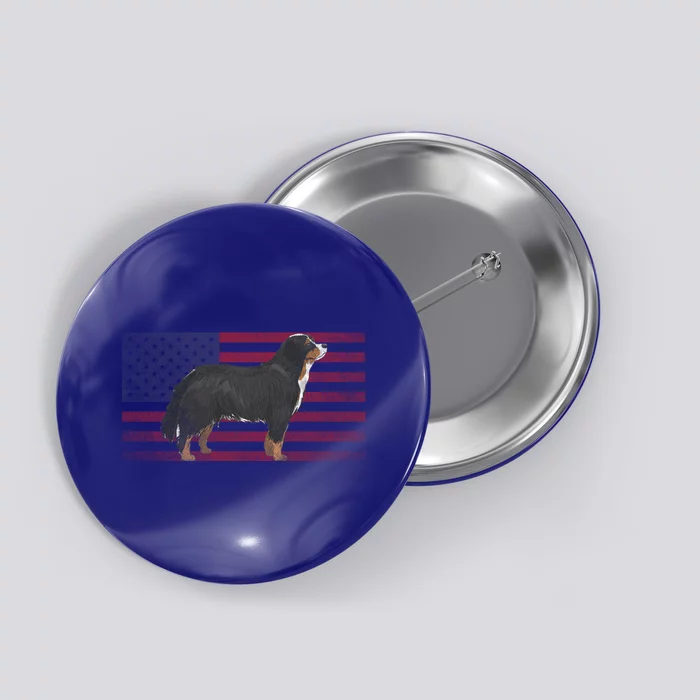 Burnese Mountain Dog 4th Of July American Flag America Usa Gift Button