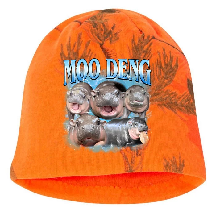 Blue Moo Deng Meme Hippo Funny Kati - Camo Knit Beanie