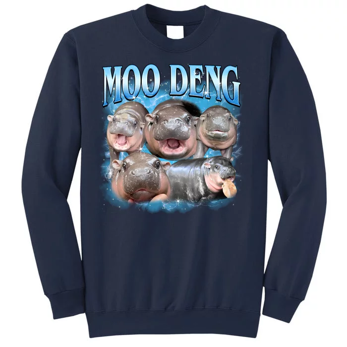 Blue Moo Deng Meme Hippo Funny Sweatshirt