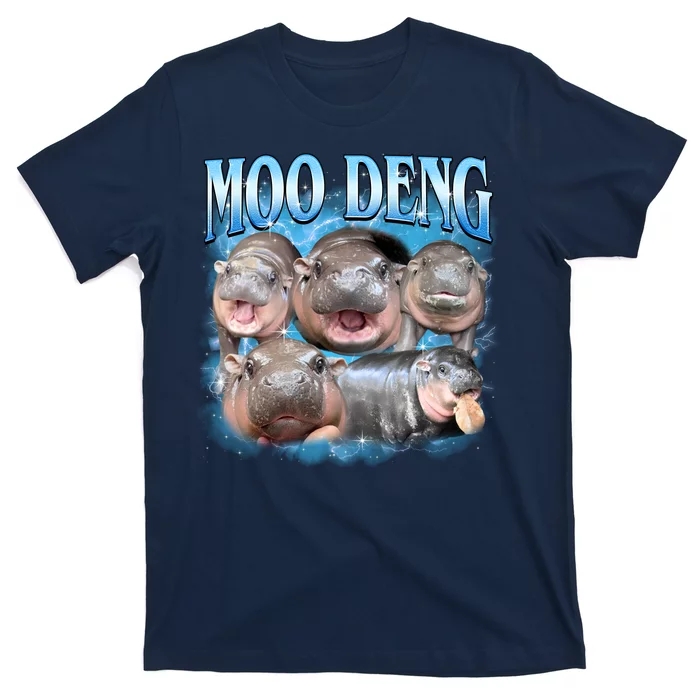 Blue Moo Deng Meme Hippo Funny T-Shirt