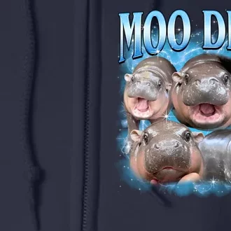 Blue Moo Deng Meme Hippo Funny Full Zip Hoodie