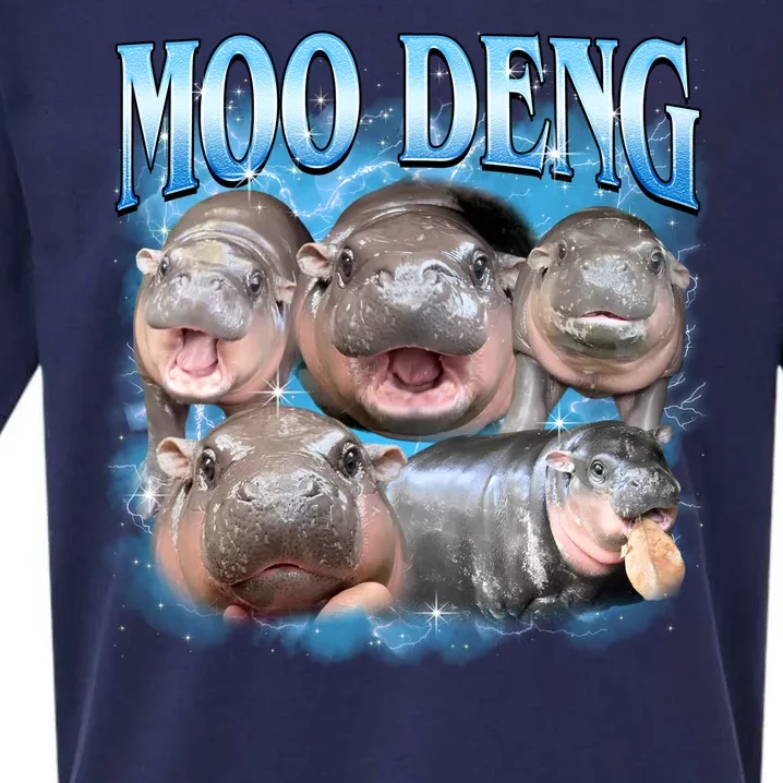 Blue Moo Deng Meme Hippo Funny Sueded Cloud Jersey T-Shirt