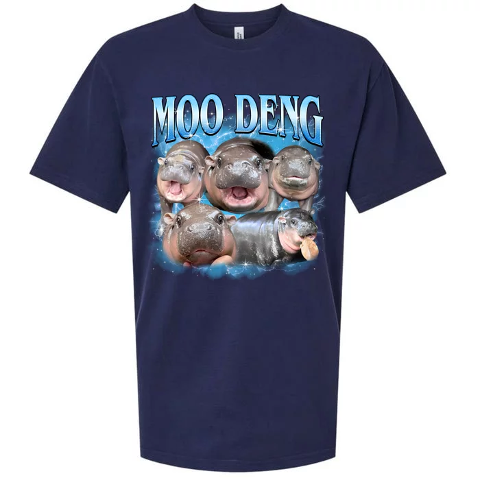 Blue Moo Deng Meme Hippo Funny Sueded Cloud Jersey T-Shirt