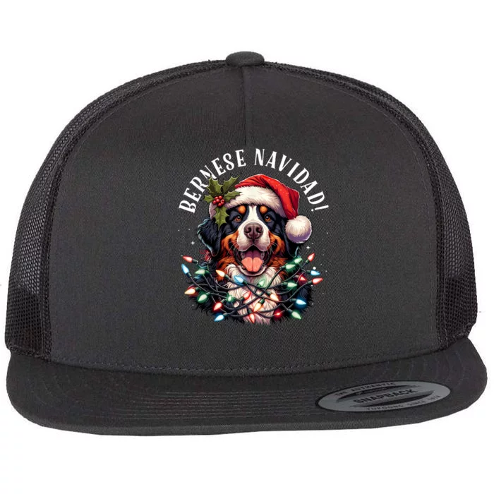 Bernese Mountain Dog Christmas Funny Bernese Navidad Berner Flat Bill Trucker Hat