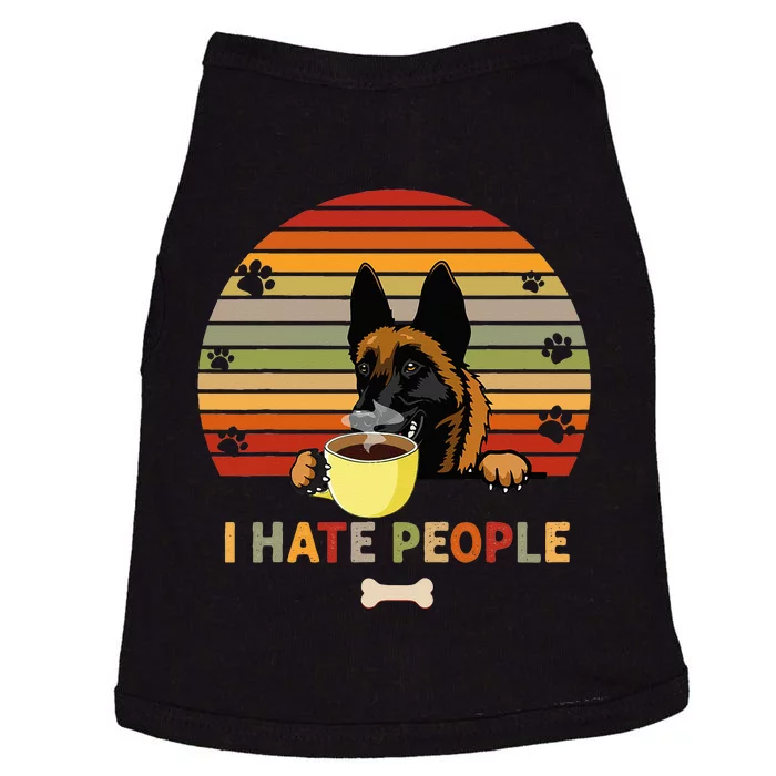 Belgian Malinois Dog Fathers Day I Hate People With Coffee Doggie Tank