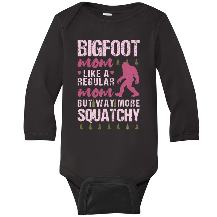 Bigfoot Mothers Day Mom Squatch Baby Long Sleeve Bodysuit