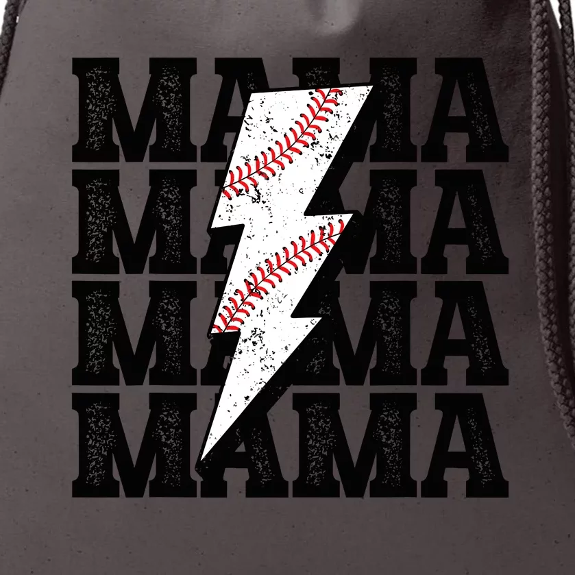 Baseball Mama Distressed Lightning Bolt Mom Drawstring Bag