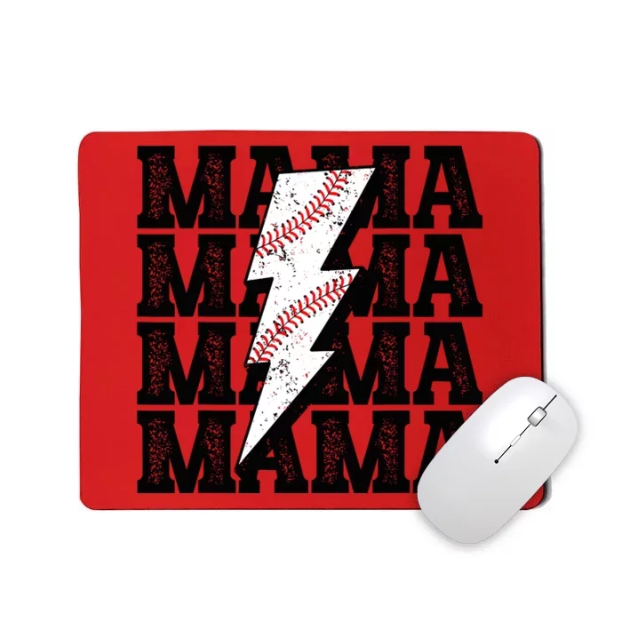 Baseball Mama Distressed Lightning Bolt Mom Mousepad