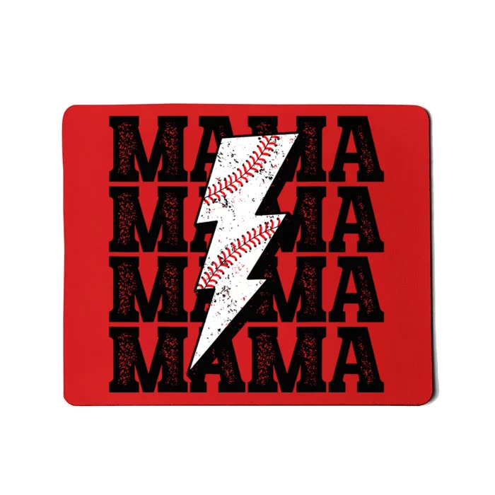 Baseball Mama Distressed Lightning Bolt Mom Mousepad