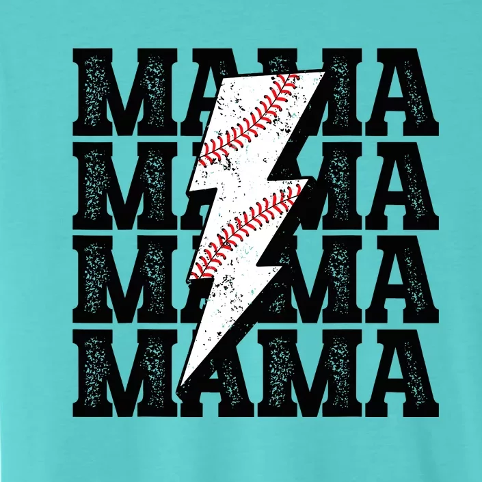 Baseball Mama Distressed Lightning Bolt Mom ChromaSoft Performance T-Shirt