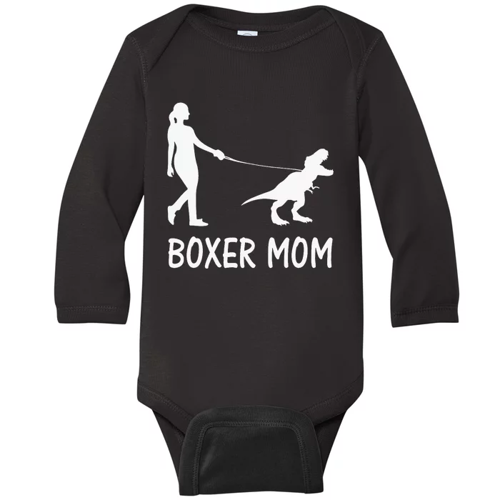 Boxer Mom Dog Boxer Mama Dinosaur Baby Long Sleeve Bodysuit