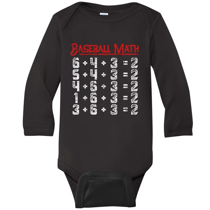 Baseball Math Double Play Kids Baby Long Sleeve Bodysuit