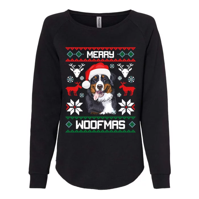 Bernese Mountain Dog Gift For Merry Christmas Woofmas Berner Gift Womens California Wash Sweatshirt