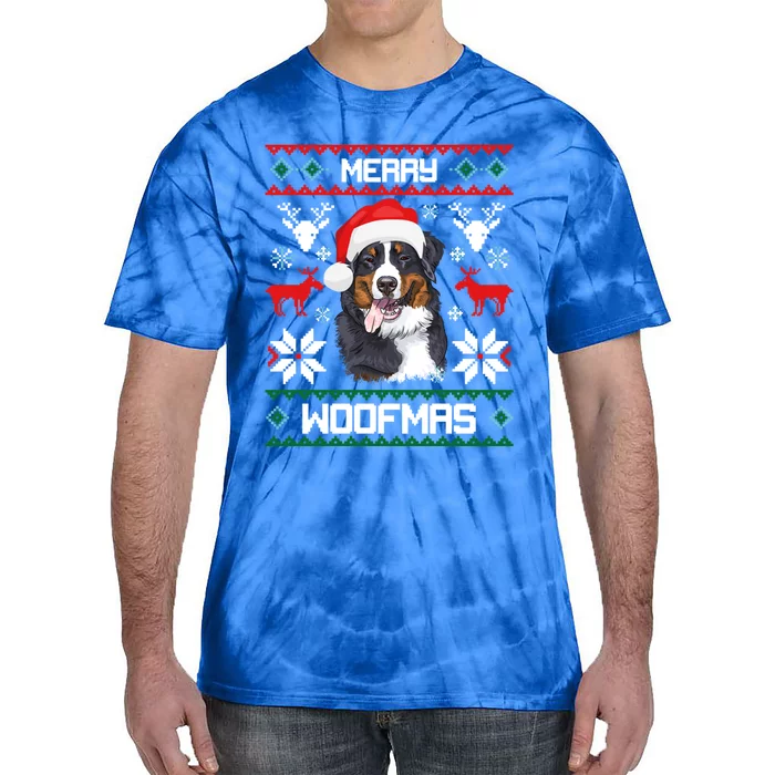 Bernese Mountain Dog Gift For Merry Christmas Woofmas Berner Gift Tie-Dye T-Shirt