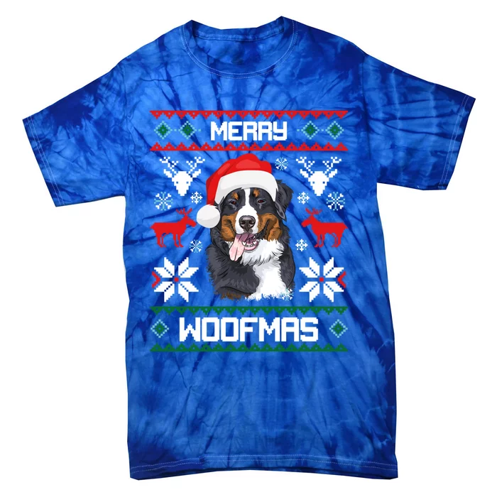 Bernese Mountain Dog Gift For Merry Christmas Woofmas Berner Gift Tie-Dye T-Shirt