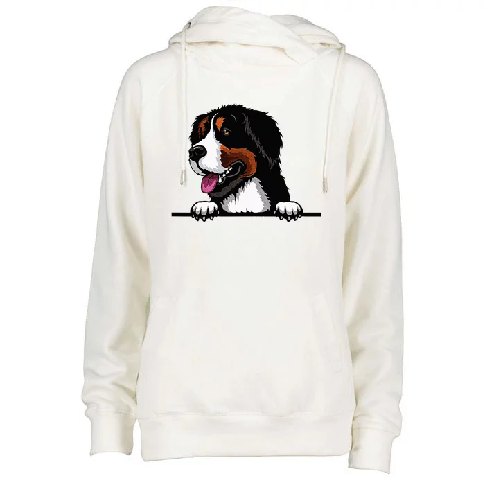 Bernese Mountain Dog Breed Popping Up Fun Dog Owner Womens Funnel Neck Pullover Hood