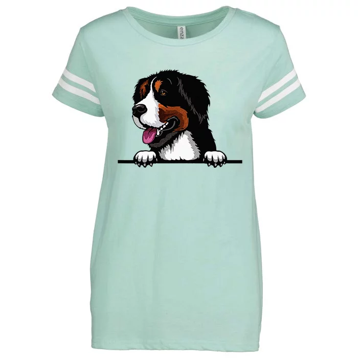 Bernese Mountain Dog Breed Popping Up Fun Dog Owner Enza Ladies Jersey Football T-Shirt