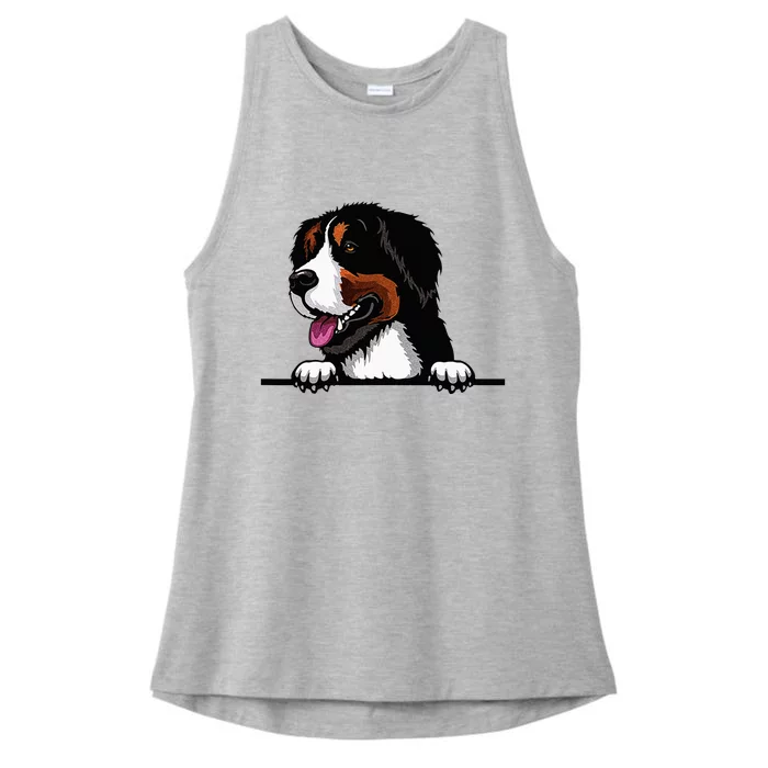 Bernese Mountain Dog Breed Popping Up Fun Dog Owner Ladies Tri-Blend Wicking Tank