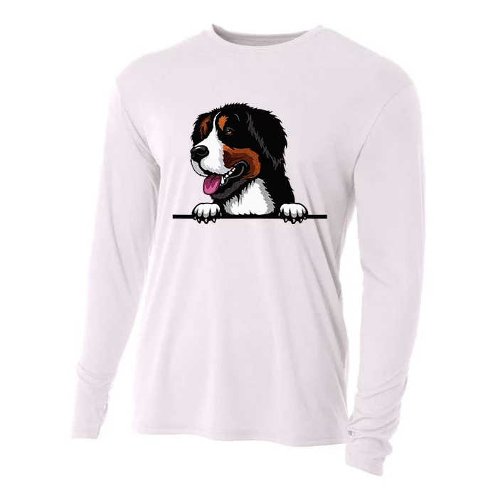 Bernese Mountain Dog Breed Popping Up Fun Dog Owner Cooling Performance Long Sleeve Crew