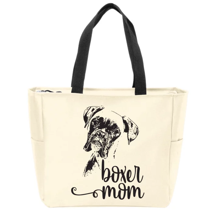 BOXER MOM DOG FACE DOG LOVERS BOXER MOM GIFT Zip Tote Bag