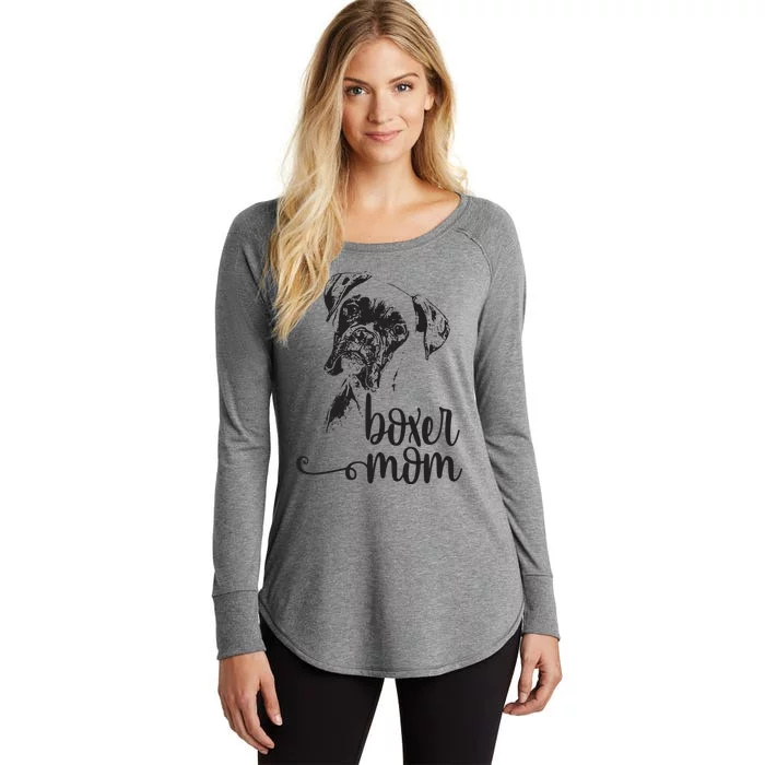 BOXER MOM DOG FACE DOG LOVERS BOXER MOM GIFT Women's Perfect Tri Tunic Long Sleeve Shirt