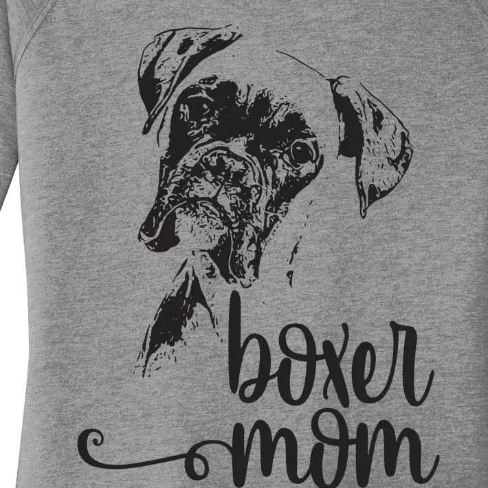 BOXER MOM DOG FACE DOG LOVERS BOXER MOM GIFT Women's Perfect Tri Tunic Long Sleeve Shirt