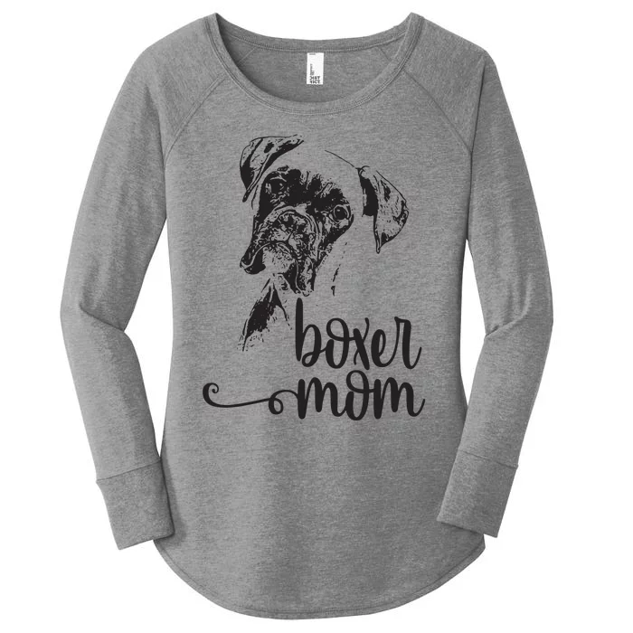 BOXER MOM DOG FACE DOG LOVERS BOXER MOM GIFT Women's Perfect Tri Tunic Long Sleeve Shirt