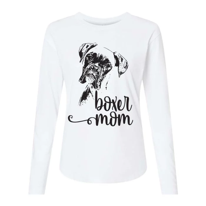 BOXER MOM DOG FACE DOG LOVERS BOXER MOM GIFT Womens Cotton Relaxed Long Sleeve T-Shirt