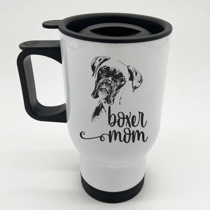 BOXER MOM DOG FACE DOG LOVERS BOXER MOM GIFT Front & Back Stainless Steel Travel Mug