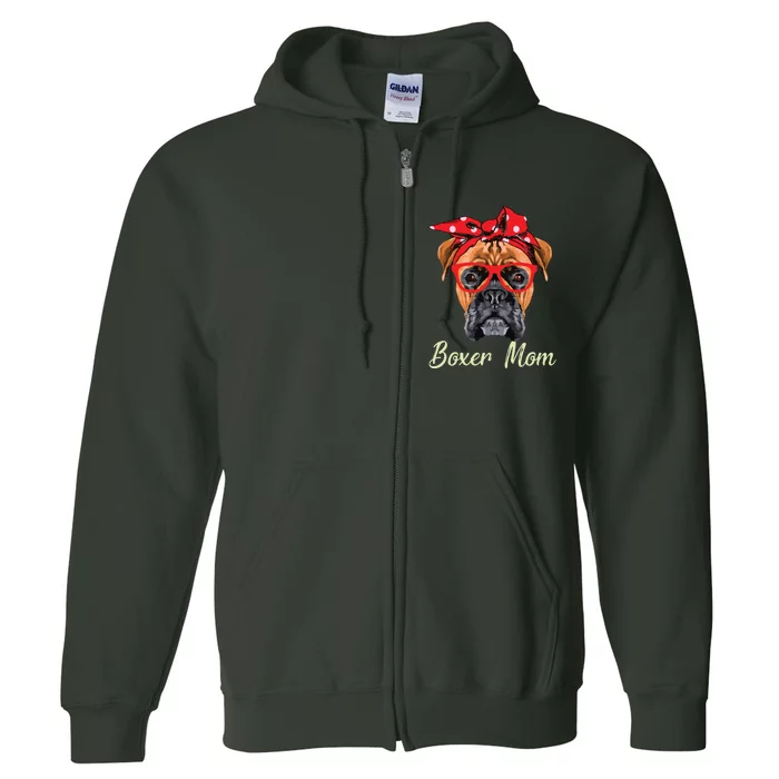 Boxer Mom Dogs Tee Mothers Day Dog Lovers Gifts For Women Full Zip Hoodie