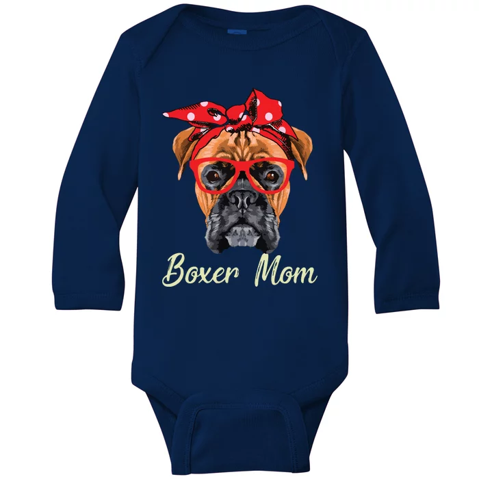 Boxer Mom Dogs Tee Mothers Day Dog Lovers Gifts For Women Baby Long Sleeve Bodysuit