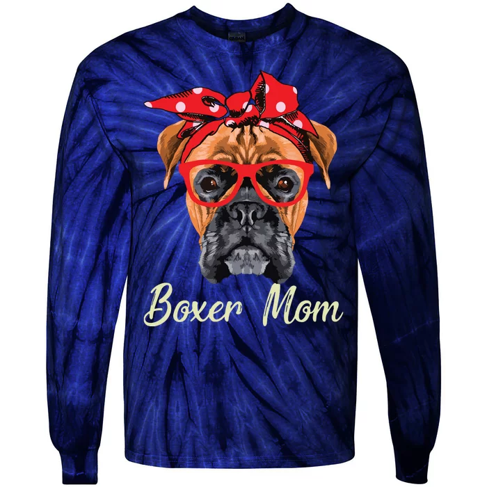 Boxer Mom Dogs Tee Mothers Day Dog Lovers Gifts For Women Tie-Dye Long Sleeve Shirt