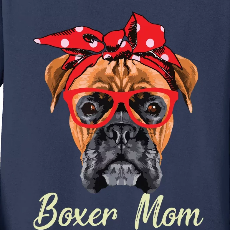 Boxer Mom Dogs Tee Mothers Day Dog Lovers Gifts For Women Kids Long Sleeve Shirt