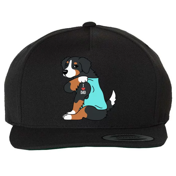 Bernese Mountain Dog I Love Dad Funny Dog Wool Snapback Cap