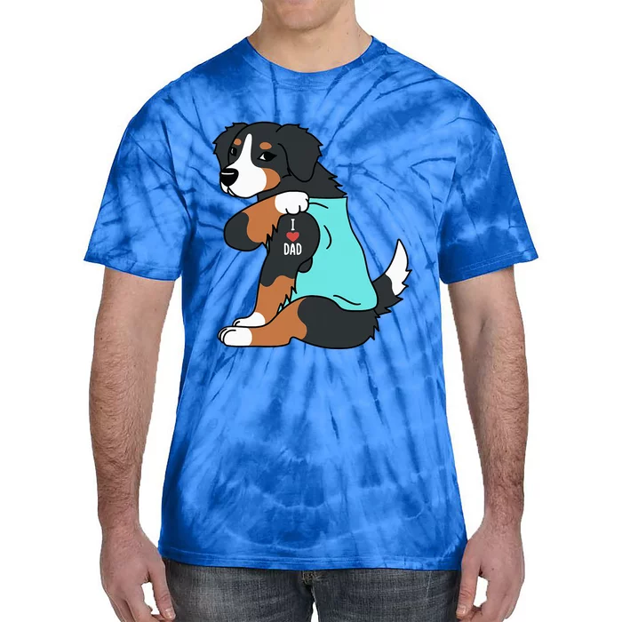 Bernese Mountain Dog I Love Dad Funny Dog Tie-Dye T-Shirt