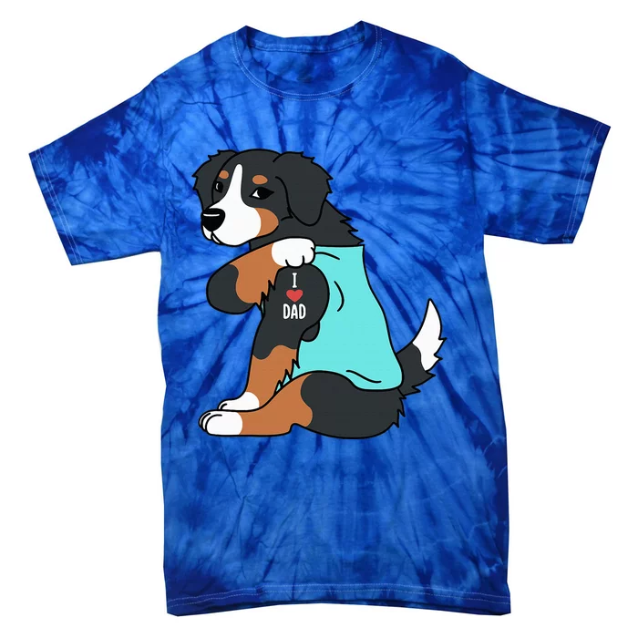 Bernese Mountain Dog I Love Dad Funny Dog Tie-Dye T-Shirt