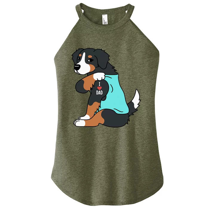 Bernese Mountain Dog I Love Dad Funny Dog Women’s Perfect Tri Rocker Tank