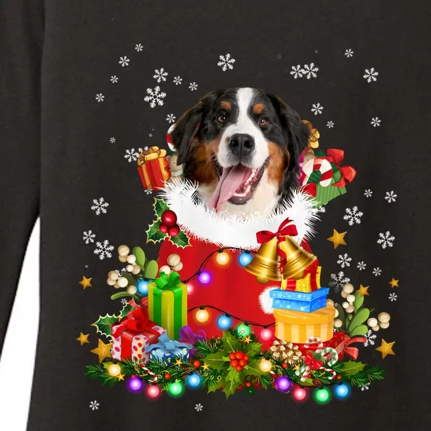 Bernese Mountain Dog Christmas Tree Lights Pajamas Xmas Gift Womens CVC Long Sleeve Shirt