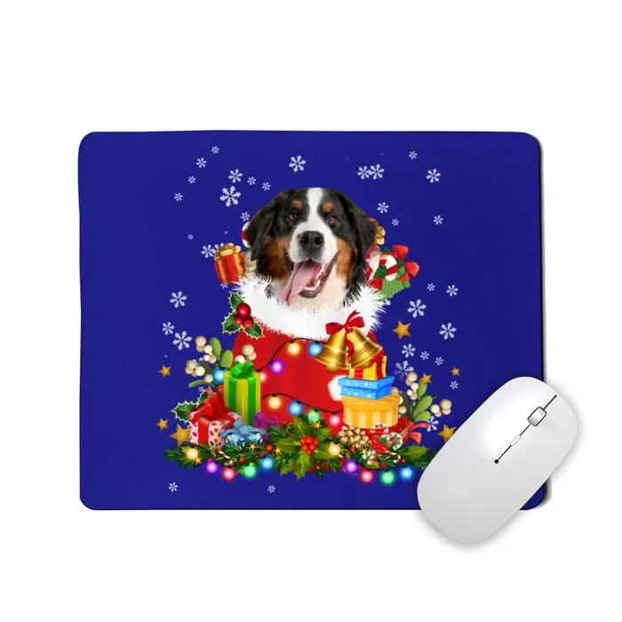 Bernese Mountain Dog Christmas Tree Lights Pajamas Xmas Gift Mousepad