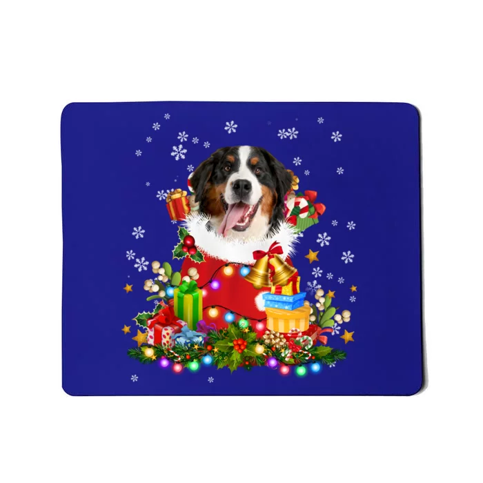 Bernese Mountain Dog Christmas Tree Lights Pajamas Xmas Gift Mousepad