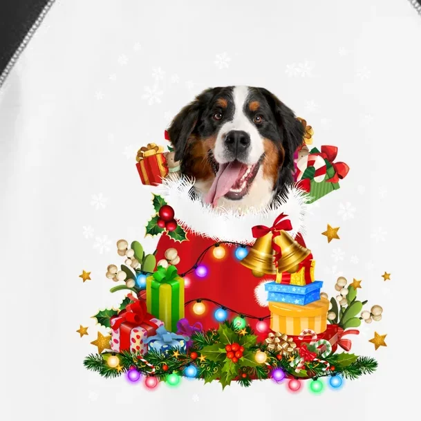 Bernese Mountain Dog Christmas Tree Lights Pajamas Xmas Gift Toddler Fine Jersey T-Shirt