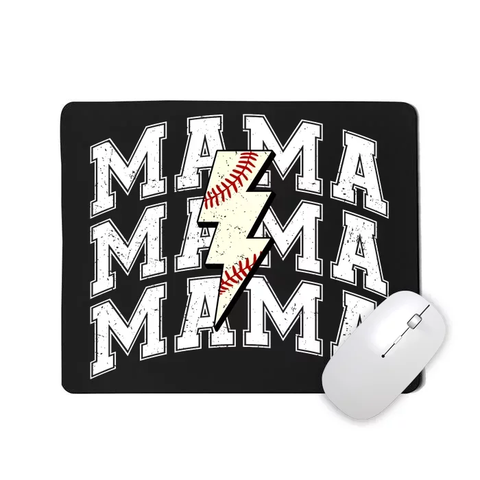 baseball Mama Distressed Lightning Bolt Mom Mousepad